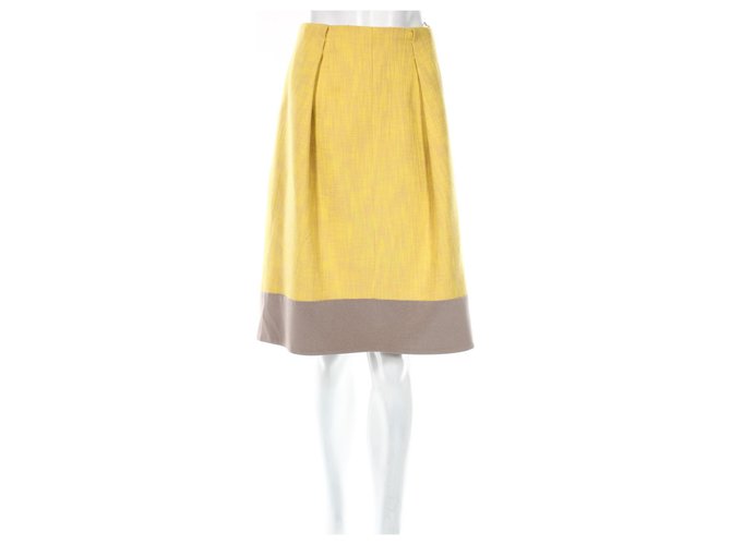 Carven Skirts Grey Yellow Cotton Polyamide  ref.185185