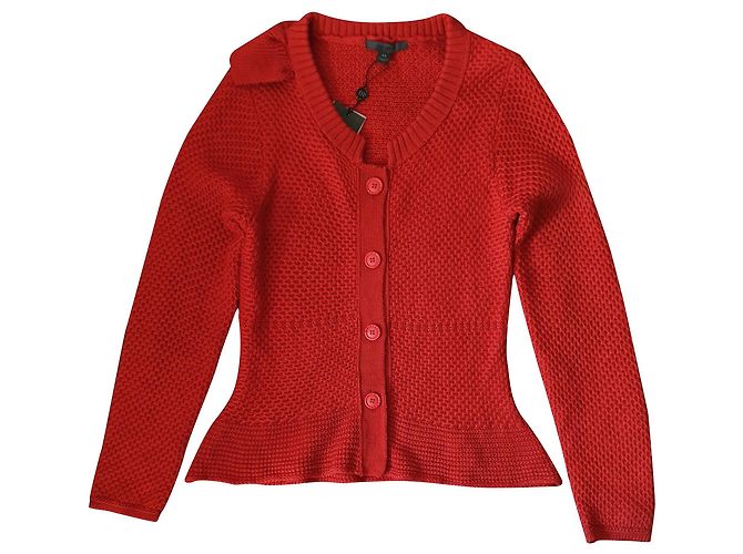 Autre Marque Rote Strickjacke DP Jeans by Didier Parakian Wolle Viskose