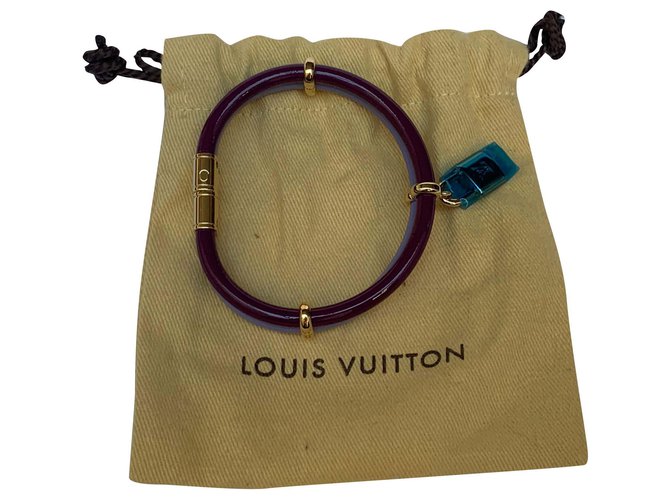Louis Vuitton Mantê-lo duas vezes pulseira Borgonha e roxo. Bordeaux Couro envernizado  ref.185344