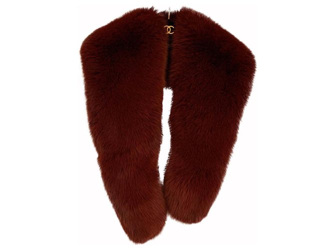 Céline Celine fox fur collar, nine burgundy brown Dark red  ref.185355