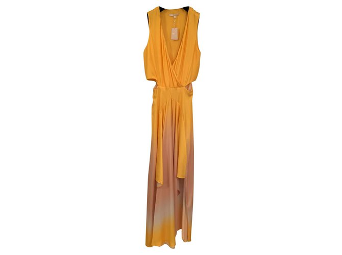 New Maje yellow dress with label Pink Cream Peach Polyester  ref.185356