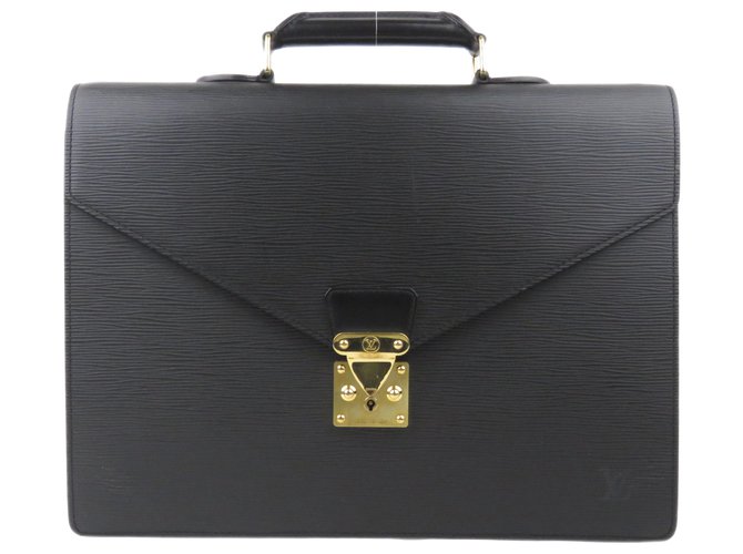 Louis Vuitton Black Epi Serviette Ambassadeur Leather  ref.185419