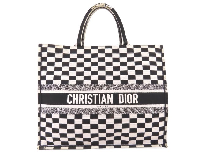 Dior Dior Black Checkered Book Tote 