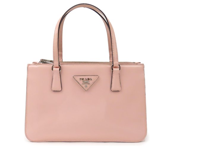 Prada rosa couro bolsa de bolso duplo Couro envernizado  ref.185437