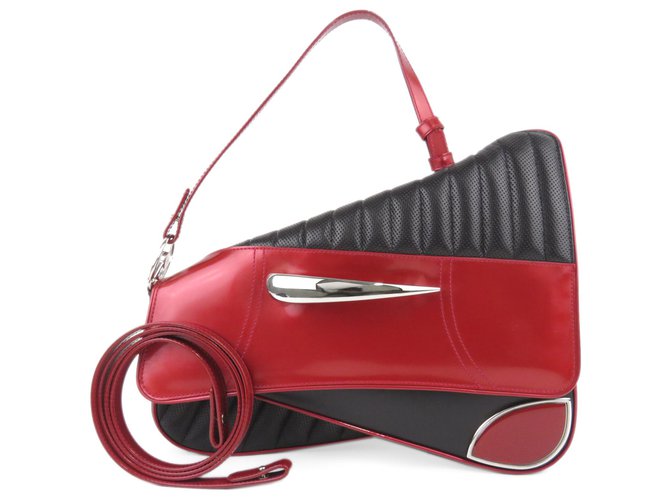 Dior Black Cadillac Car Saddle Bag Red Leather Patent leather Pony-style calfskin  ref.185443