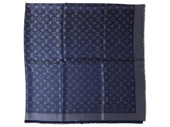 Blue Louis Vuitton Shine shawl Silk Polyester Wool Viscose  ref.185520