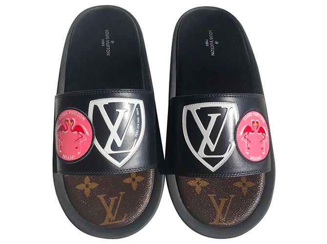 Louis Vuitton Checkpoint Pantoletten Schwarz Gummi 36