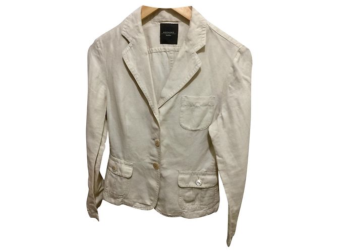 Weekend Max Mara Leinenblazer in Creme Roh