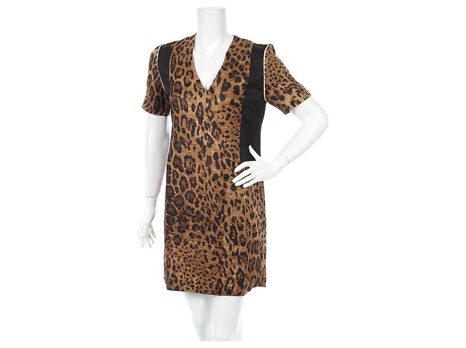 Vestido Sandro Estampado Leopardo de Seda y Lana Multicolor Estampado de leopardo