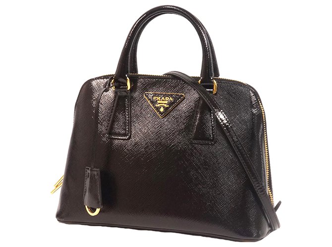 Prada Saffiano Printed Leather Mini Promenade Bag Black Pony-style