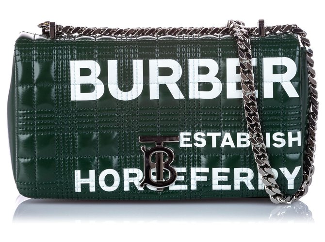 Burberry Green Small Horseferry Leather Lola Crossbody Bag White Cream Dark green Pony-style calfskin  ref.185644