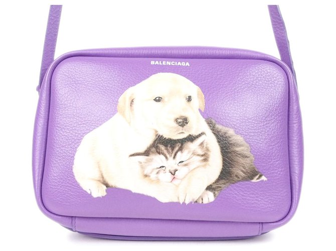 Balenciaga Purple Puppy and Kitten Everyday Camera Bag Leather Pony-style calfskin  ref.185664