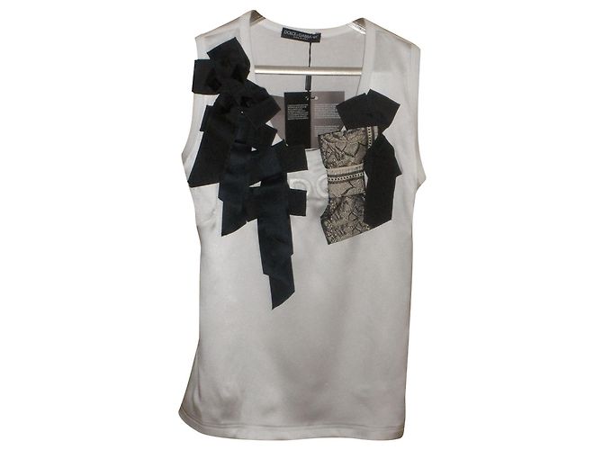 Top de seda y algodón Dolce & Gabbana Blanco