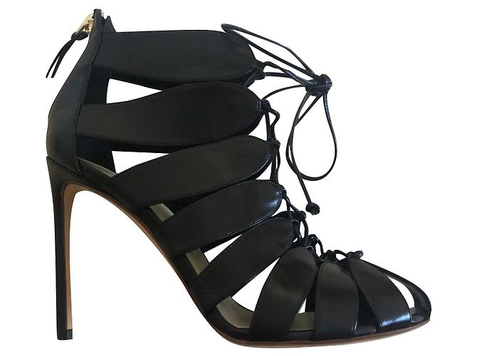 Stivaletti stringati in pelle nera Francesco Russo Nero