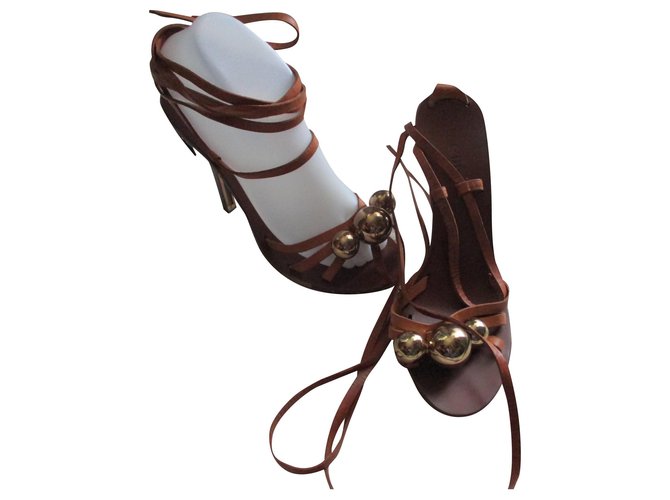 Chloé Camel leather sandals, 39. Caramel  ref.185739