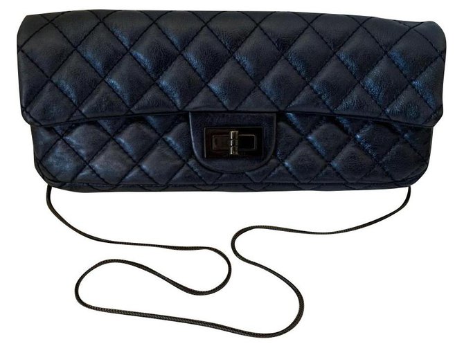 2.55 Chanel Blue Leather  ref.185757