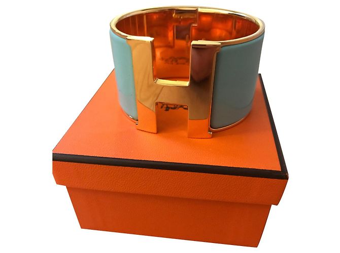 Hermès Bracciale Hermes Clic H Lagoon blu e colore oro 