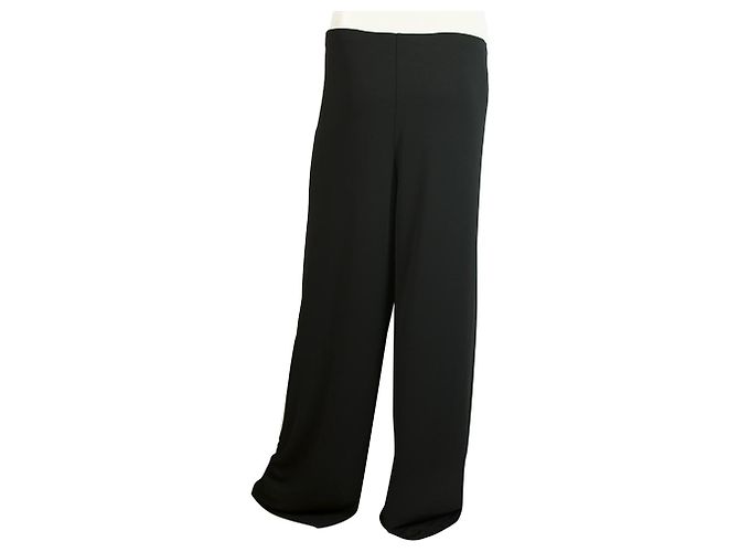La PERLA Schwarz Elastische Taille Hose Klassische Hose Breites Bein - Gr 48