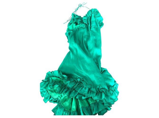 Dsquared2 Silk ruffle dress Green  ref.185925