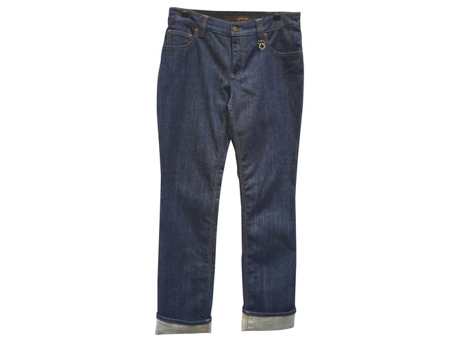 Raw jeans Louis VUITTON - size 40 - denim pants Navy blue Cotton  ref.186022