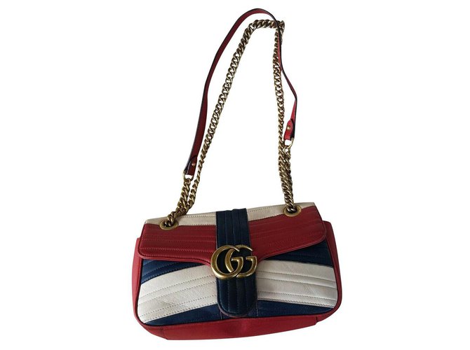 Gucci Marmont small 26/16 limited edition White Red Blue Leather ref.186027  - Joli Closet
