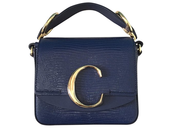 C Belt Bag Chloé Bolsa C Azul Couro  ref.186044