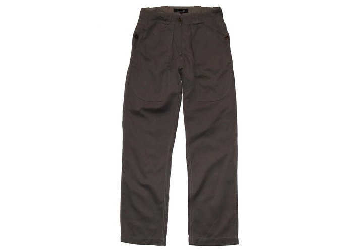 Isabel Marant Pants, leggings Brown Cotton Linen  ref.186062