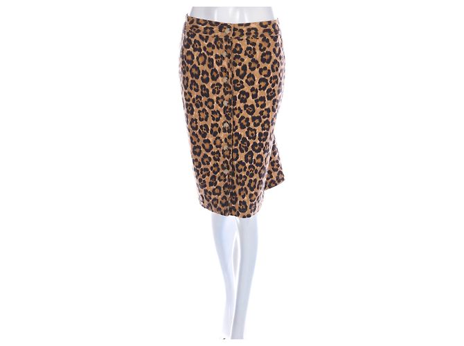 Gonna Ralph Lauren Leopardata in Cotone e Lino Multicolore Stampa leopardo
