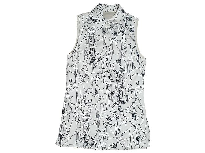 Top Gilet Jason Wu in Cotone e Seta Nero e Bianco
