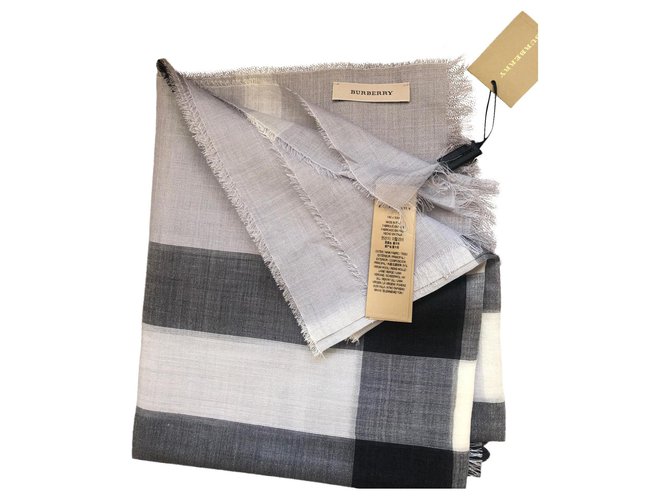 Burberry scarf brand new Grey Silk  - Joli Closet
