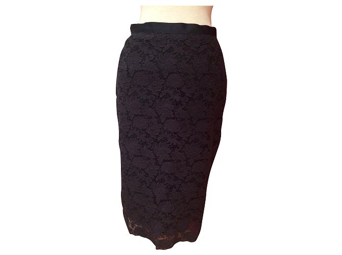 Falda lápiz Armand Ventilo de algodón azul marino Talla 38