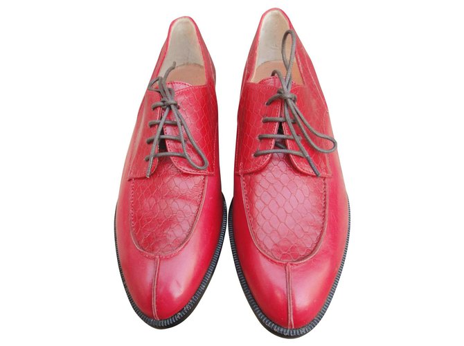 Robert Clergerie vintage derbies p 37 new condition Red Leather  ref.186181