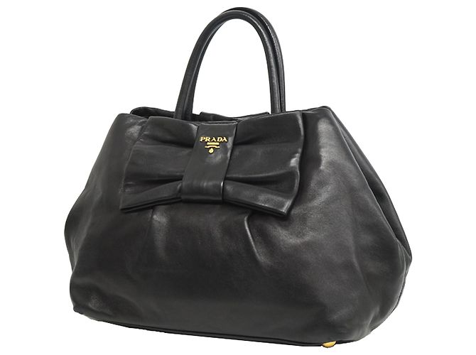 Prada Bolsa de couro Fiocco Bow preta