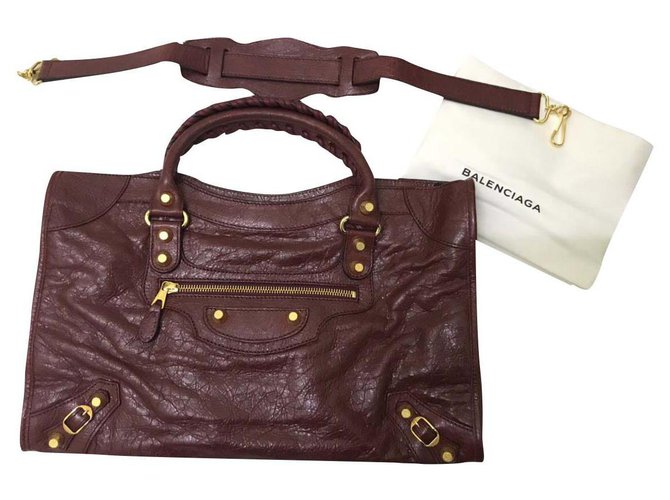 City Nouveau géant de Balenciaga Cuir Bordeaux  ref.186312