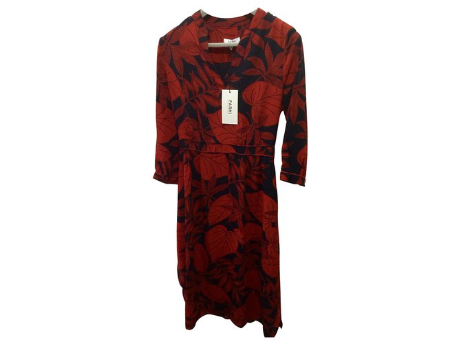 Patterned dress Fahri, Nicole Fahri Red Navy blue Polyester  ref.186342