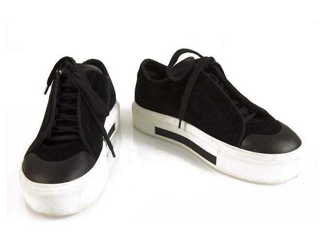 Alexander McQueen Velvet & Leather Exaggerated-sole Platform Sneakers Trainers sz - Joli Closet