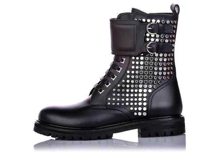 Salvatore Ferragamo Ferragamo Gancini Schnürstiefelette aus schwarzem Kalbsleder