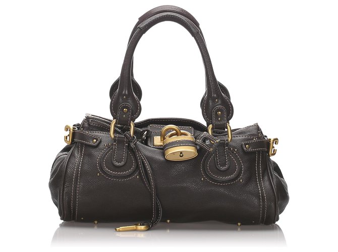 Chloé Chloe Brown Leather Paddington Handbag Dark brown Pony-style calfskin  ref.186628