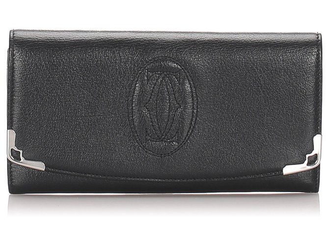 Cartier Black Marcello International Wallet Leather Pony-style calfskin  ref.186726