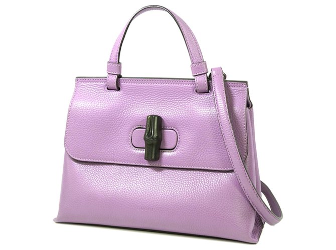 Gucci Purple Leather Bamboo Daily Satchel Lila Leder Kalbähnliches Kalb  ref.186763