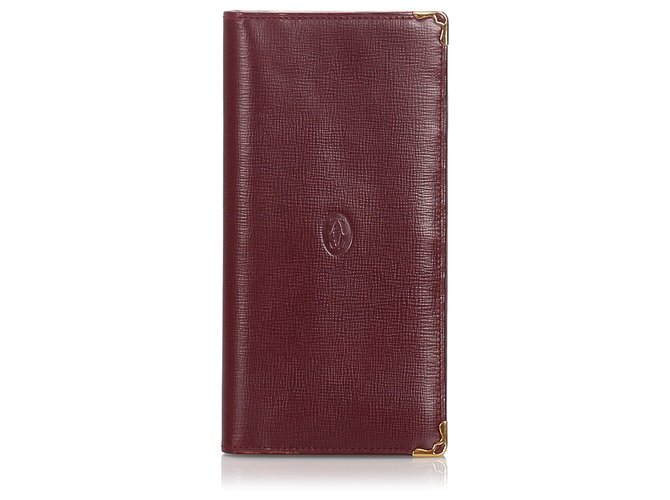 Cartier Red Leather Must De Cartier Wallet Dark red Pony-style calfskin  ref.186785