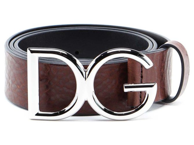 Dolce & Gabbana DG Belt nouveau Cuir Marron  ref.186822