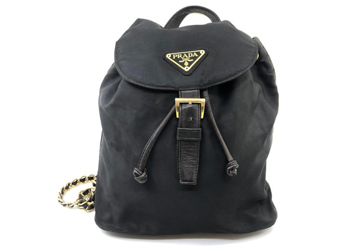 Prada chain backpack Black Synthetic  ref.186834