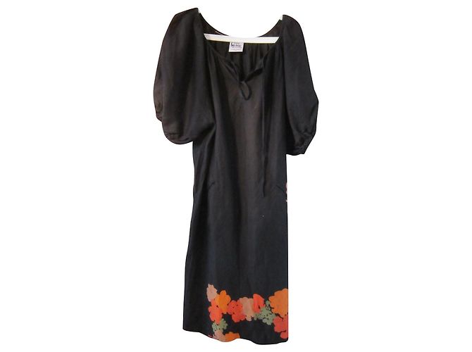 Abito Angelo Tarlazzi in lino nero multicolore