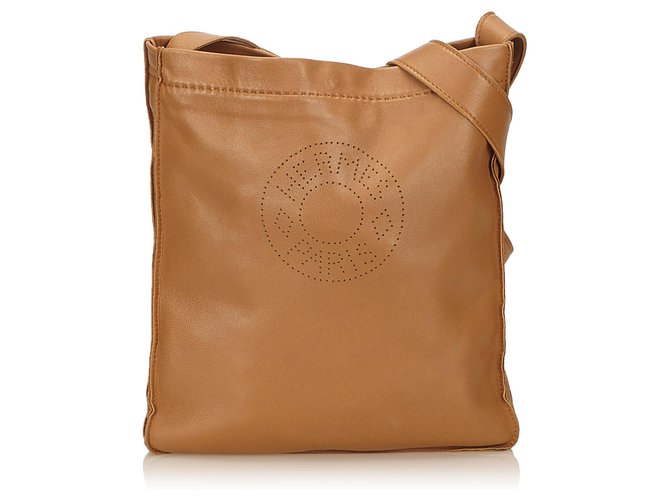 Hermès Hermes Brown Leather Clou de Selle Shoulder Bag  ref.187041