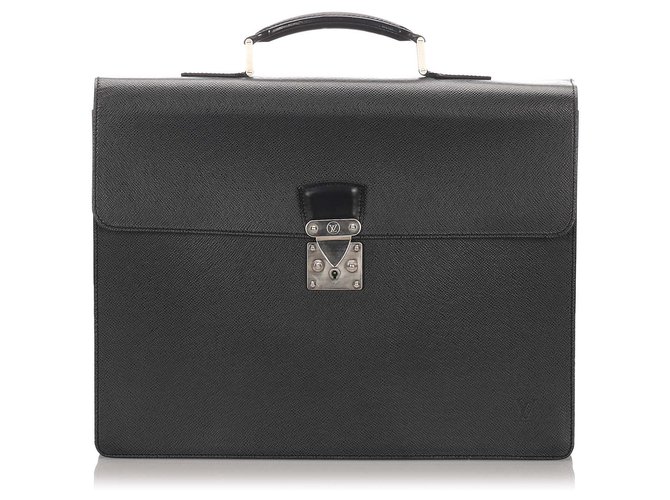 Louis Vuitton Black Taiga Serviette Kourad Briefcase Leather  ref.187159