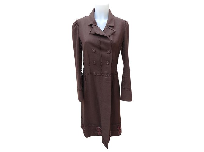 Dior Coats, Outerwear Brown Wool  ref.187347