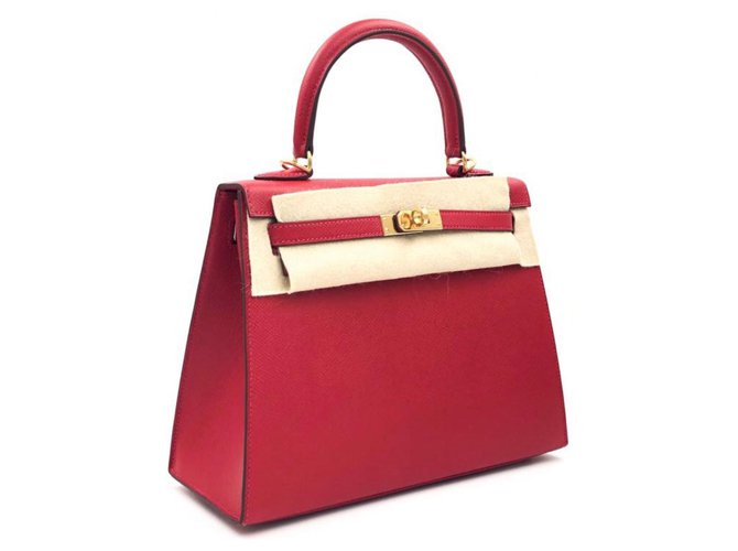 Hermès Hermes kelly tamanho 25 Vermelho Couro  ref.187379