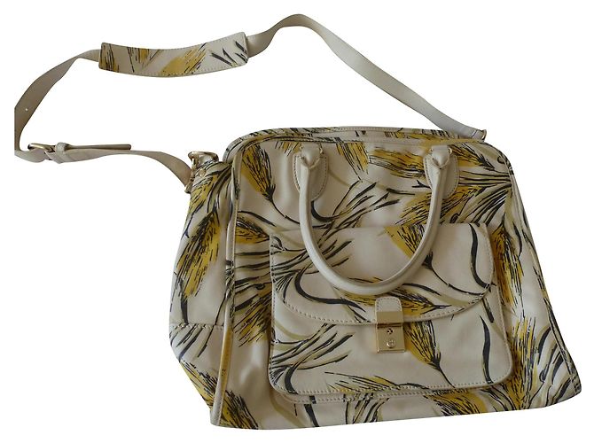 Bolsa de mão Tory Burch em couro creme