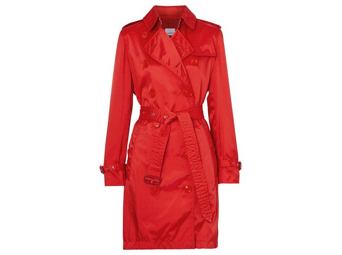 Burberry trench coat new Red Polyamide  ref.187466